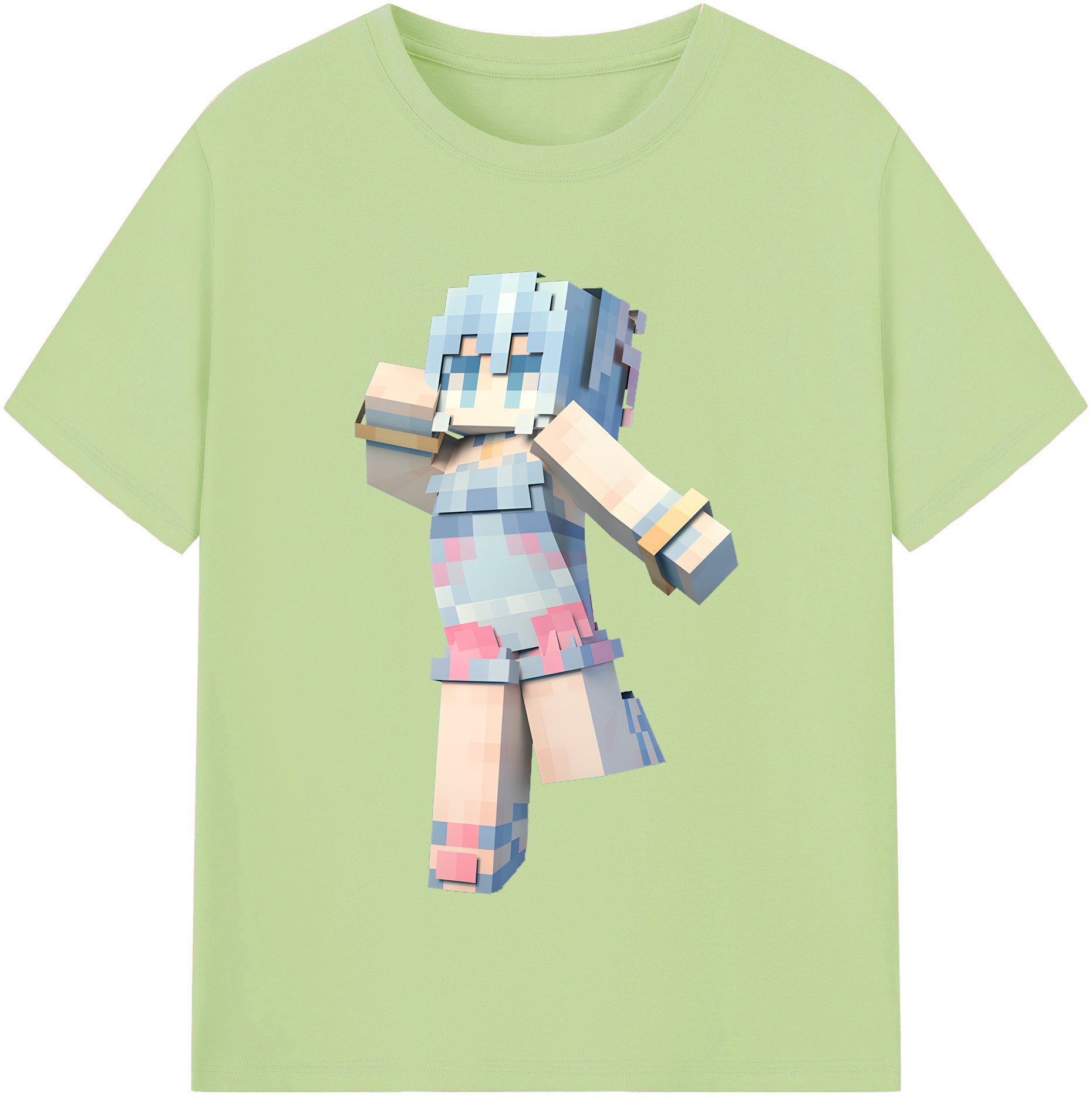 （画像用） マインクラフト ブロックの世界 Minecraft MC Block world 綿100％半袖Tシャツ（フロントプリント）